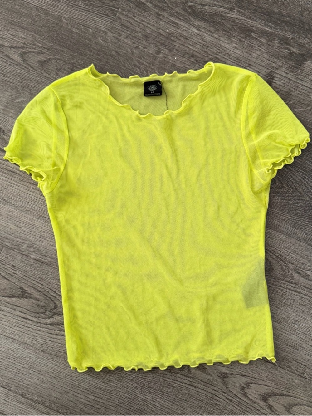 Urban Outfitters Lime Green Mesh Cap Sleeve Crop Top T Shirt/ Swimsuit Cover Up